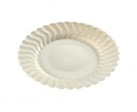 Fineline Flairware 210-BO 10 1/4" Bone / Ivory Customizable Plastic Plate - 144/Case