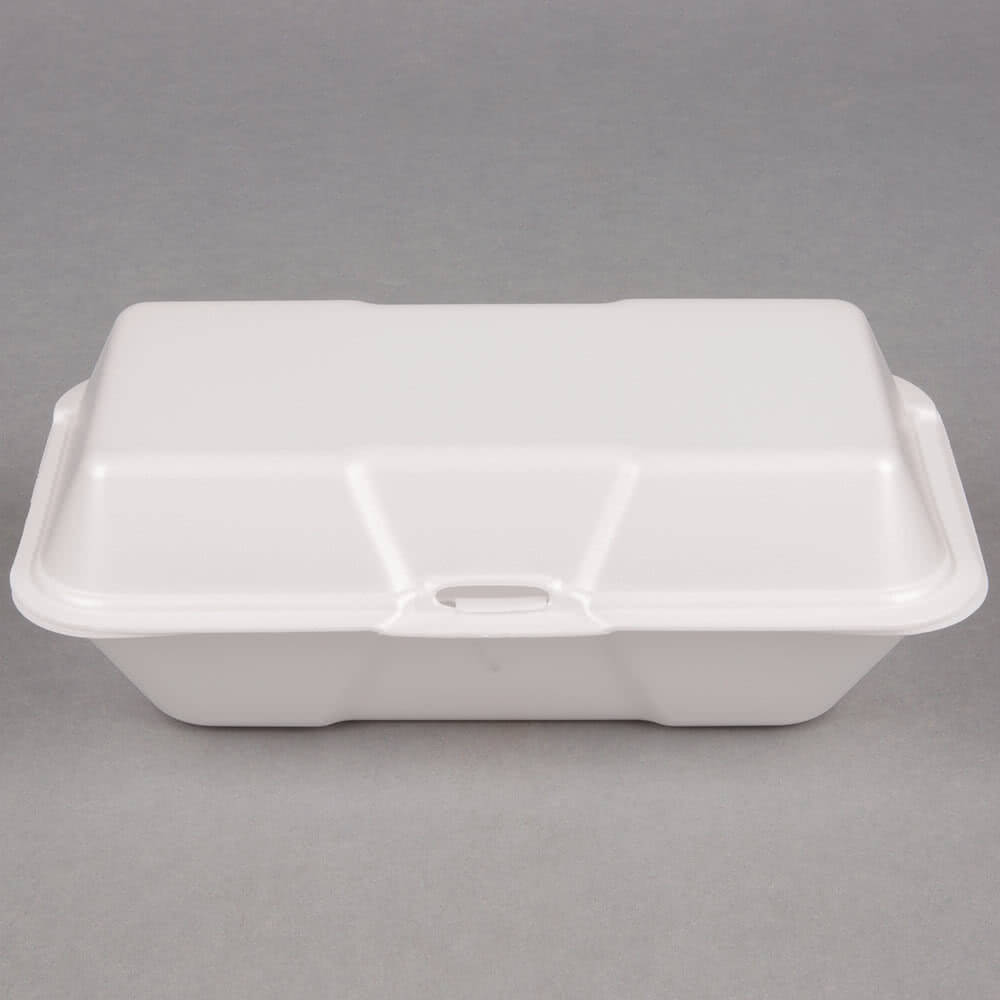 Genpak Foam Hoagie Hinged Container Large White 9-1/2x5-1/4x3-1/2 100/Bag 21900 
