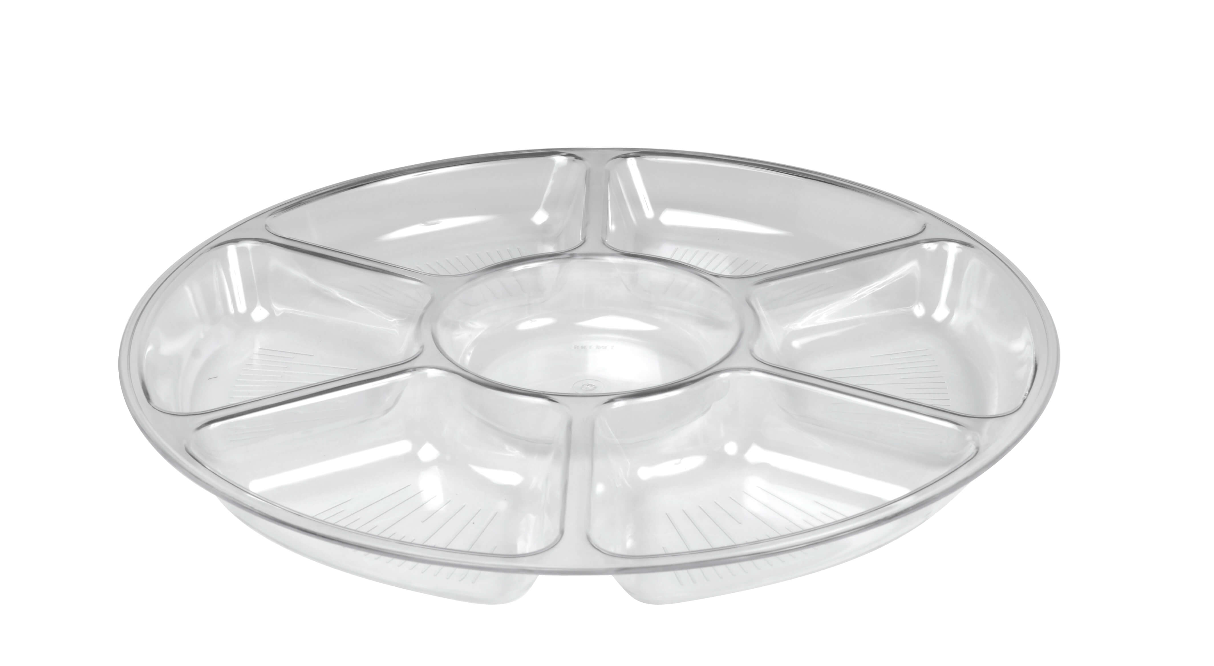 Fineline Platter Pleasers 3507-CL 14 7 Compartment Clear Polystyrene Deli  / Catering Tray - Splyco