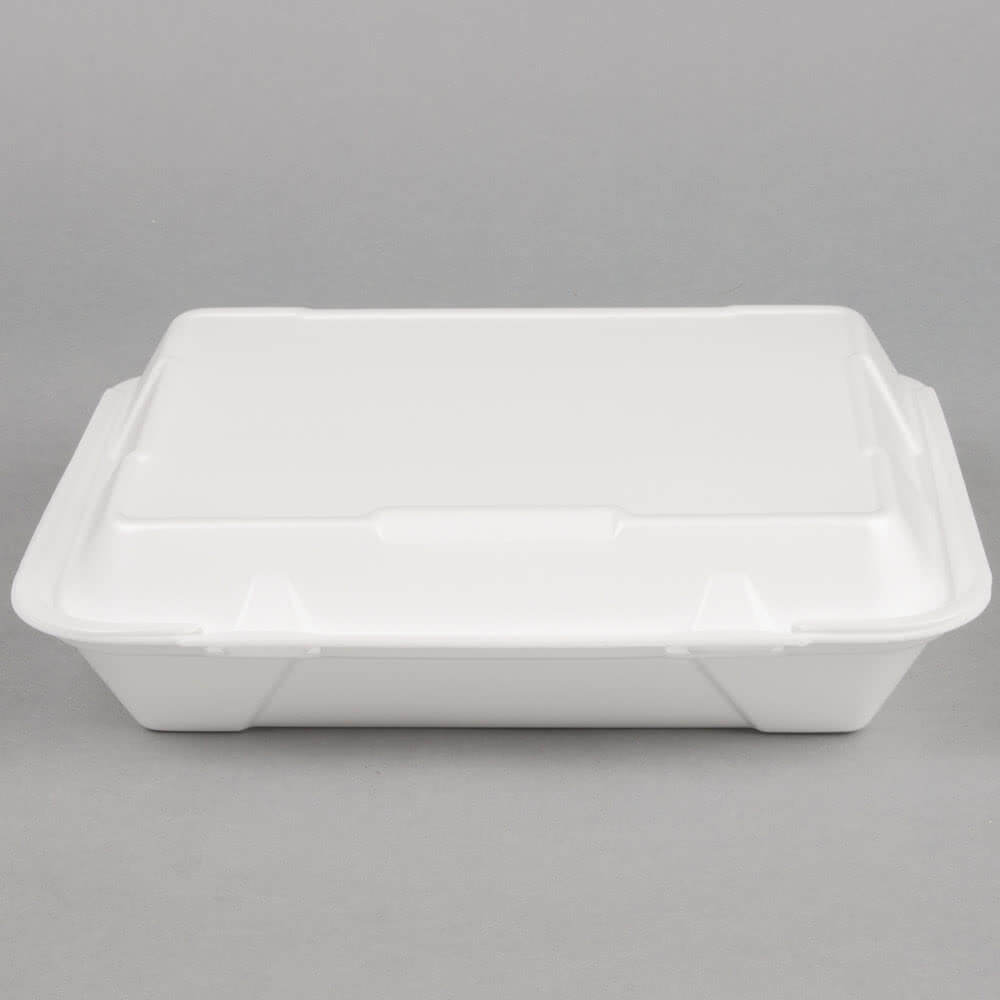 Genpak SN270 13 x 10 x 3 White Foam Container with Hinged Lid - 200/Case