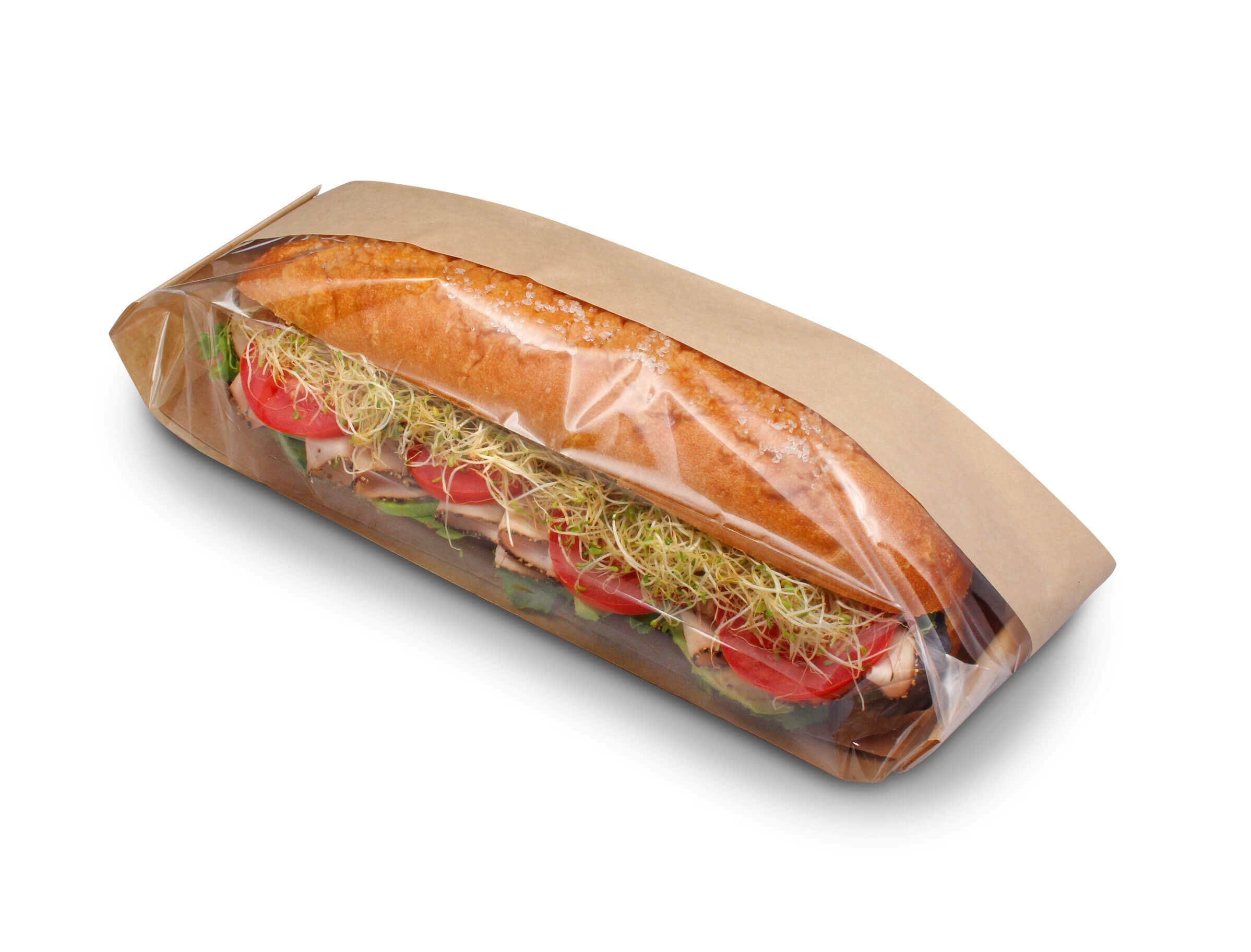 250/cs Bagcraft Papercon 300097 Half Sub Bakery Bag 4" x 3" x 12" deli sandwich