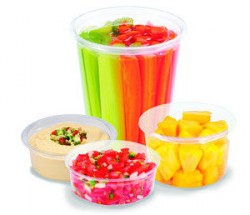 7 x 2 – 32 OZ - Round Plastic Food Takeout Containers - Black Base/Clear Lid