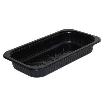 Sabert CPET Plastic Rectangle Food Container Black, 60 oz. - 250/Case -  Splyco
