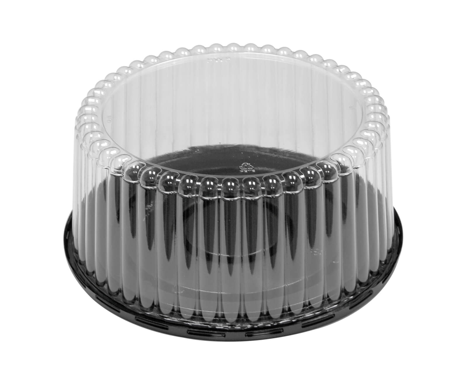 Pactiv PWP APET Plastic Premium Round Cake Container Black/Clear 100