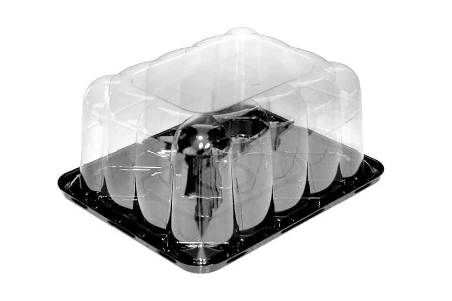 Dart B24DE ClearPac 24 oz. Black Rectangular Plastic Container