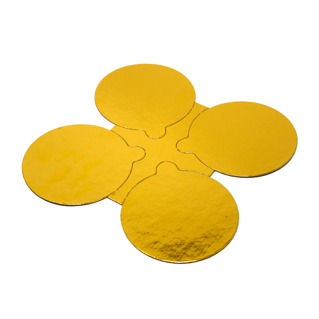 Enjay Converters Die Cut Cake Board With Tab Gold, 4" Diameter