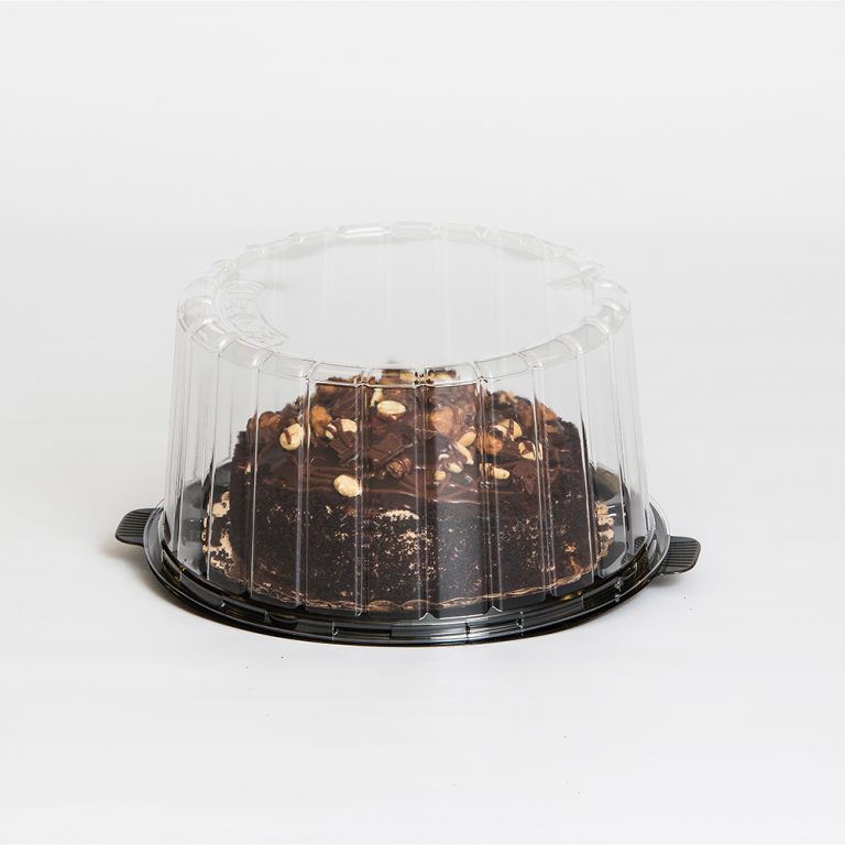 Inline Plastics EZ Open Double Layer Cake Container with Dome Lid Clear