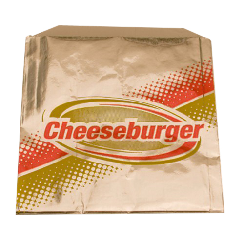Brown Paper Goods Cheeseburger Foil Bag Silver, 6" Length x 0.75" Width